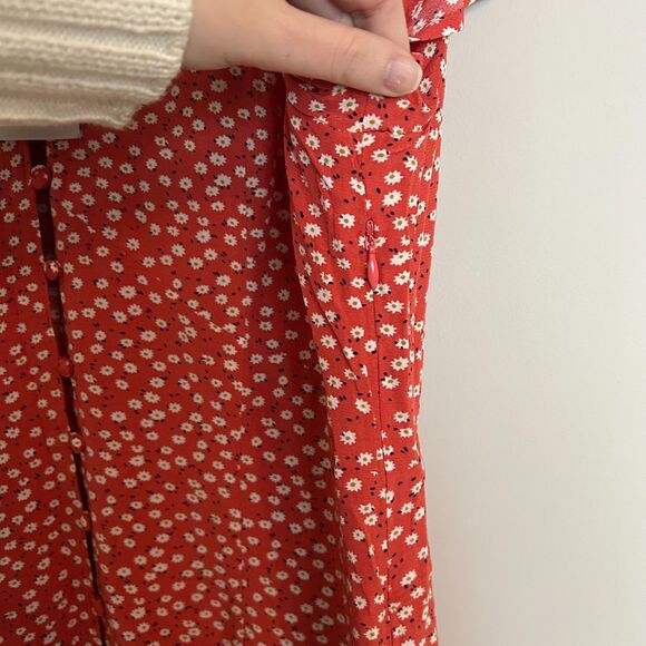 Rails Red Floral Daisies Dress Size Large - Picture 8 of 11